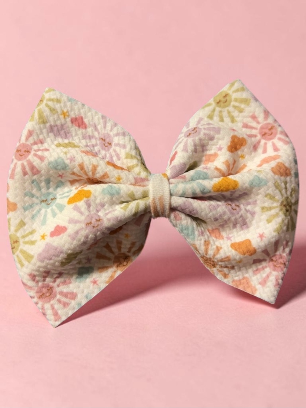 Kids Pastel Sunshine and Summertime Print Hair Bow Big Spring Clip Boutique